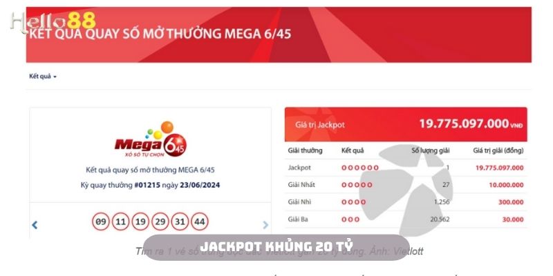 Xổ số mega 6/45 với jackpot khủng gần 20 tỷ đồng